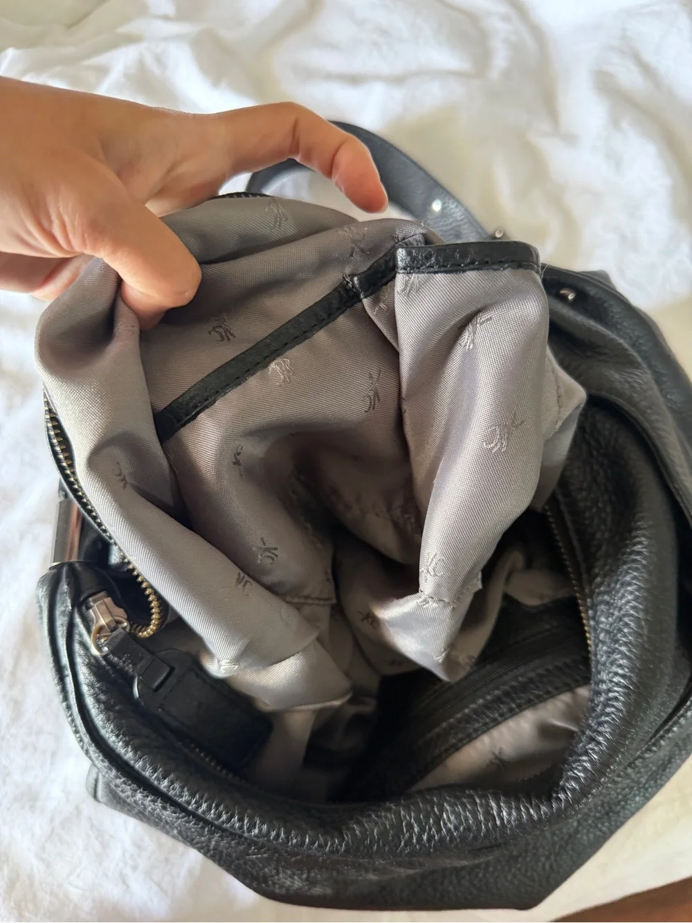 Kenneth Cole Black Pebbled Leather Hobo Bag crossbody shoulder adjustable